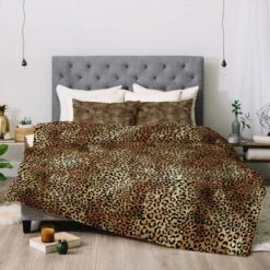 Schatzi Brown Leopard Comforter Set Tan
