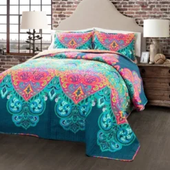 Boho Chic Quilt Set Turquoise/Navy - Lush Décor -Bedding Shop GUEST 6e02bf26 7203 44a4 8521 5f83e7325e96