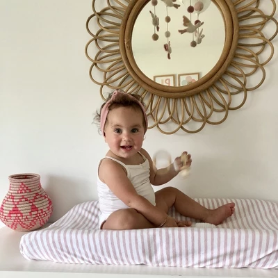 Ely's & Co. Baby Fitted Waterproof Sheet Set 100% Combed Jersey Cotton Mauve Pink Stripes & Splash 3 Ely's & Co. Baby Fitted Waterproof Sheet Set 100% Combed Jersey Cotton Mauve Pink Stripes & Splash