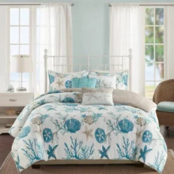 Madison Park 6pc Ocean View Cotton Sateen Duvet Cover Set Aqua