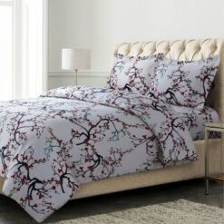 Emilia Tree Printed Flannel Oversized Duvet Cover Set - Azores Home