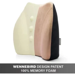 WENNEBIRD Model Q Lumbar Memory Foam Support Pillow To Improve Posture With Raised Side Butterfly Design, Dual Fabric, And Removable Cover, Beige -Bedding Shop GUEST 79e44bd1 a754 47d3 9126 5a020aadb09d