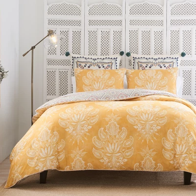 Landour Reversible Percale Cotton Comforter Set Yellow - Heirlooms Of India 4 Landour Reversible Percale Cotton Comforter Set Yellow - Heirlooms Of India - Image 2