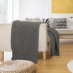 PiccoCasa 100% Cotton Knit Throw Blanket Soft Lightweight Decorative Knitted Blankets -Bedding Shop GUEST 7d413be6 5431 4da0 859d bd6d6d40c663