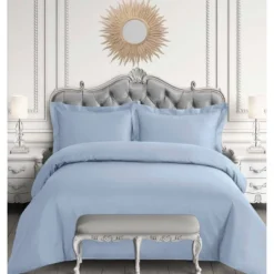 Cotton Sateen 600 Thread Count 3pc Oversized Duvet Cover Set - Tribeca Living