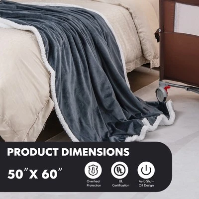 Tangkula 50" X 60" Heated Electric Reversible Fleece Blanket Blanket Throw W/ 10 Heat Levels, 9 Hours Auto Shut-Off, Overheat Protection Gray 5 Tangkula 50" X 60" Heated Electric Reversible Fleece Blanket Blanket Throw W/ 10 Heat Levels, 9 Hours Auto Shut-Off, Overheat Protection Gray - Image 3