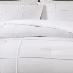 City Scene Solid Microfiber White Twin Duvet Cover Bonus Set