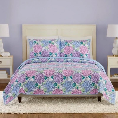Vera Bradley 3pc Happy Hydrangea Quilt Set Purple/Pink 8 Vera Bradley 3pc Happy Hydrangea Quilt Set Purple/Pink - Image 6
