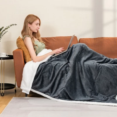 Tangkula 50" X 60" Heated Electric Reversible Fleece Blanket Blanket Throw W/ 10 Heat Levels, 9 Hours Auto Shut-Off, Overheat Protection Gray 4 Tangkula 50" X 60" Heated Electric Reversible Fleece Blanket Blanket Throw W/ 10 Heat Levels, 9 Hours Auto Shut-Off, Overheat Protection Gray - Image 2