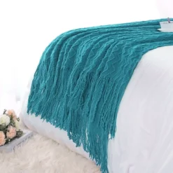 PiccoCasa 100% Acrylic Knit Wave Pattern Soft Tassels Fringe Lightweight Blanket -Bedding Shop GUEST 87a7d0d0 ba16 4c44 91a0 5405f5bbda38