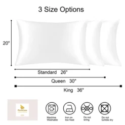 1 Pc Standard/20x26inch Silk With Zipper Pillow Cases Snow White - PiccoCasa -Bedding Shop GUEST 88158e1f f7d7 4d5a b764 7f8a5b628ce7