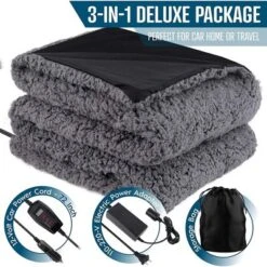 Zone Tech Faux Shearling Fleece Travel Blanket ,Grey Soft Plush Warm Comfortable Car Seat 59"x43” Blanket, Great For Winter, Home, Office And Camping -Bedding Shop GUEST 89382f8e 45df 425b b628 7767fbf0466d