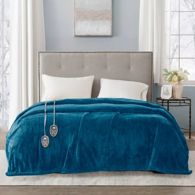 Twin Plush Electric Bed Blanket Teal - Beautyrest 3 Twin Plush Electric Bed Blanket Teal - Beautyrest