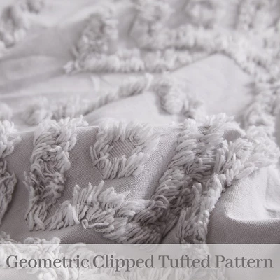 Cotton Chenille Duvet Cover Set, 3PCS Boho Geometric Chenille Clipped Jacquard Farmhouse Duvet Cover Set 6 Cotton Chenille Duvet Cover Set, 3PCS Boho Geometric Chenille Clipped Jacquard Farmhouse Duvet Cover Set - Image 4