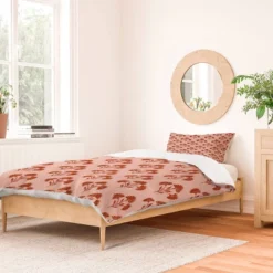 Suri Floral Cherry Schatzi Brown Duvet Cover Set Pink - Deny Designs