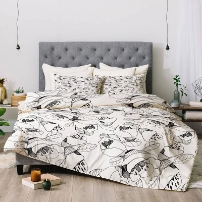 CayenaBlanca Lines Comforter Set White/Black - Deny Designs 3 CayenaBlanca Lines Comforter Set White/Black - Deny Designs
