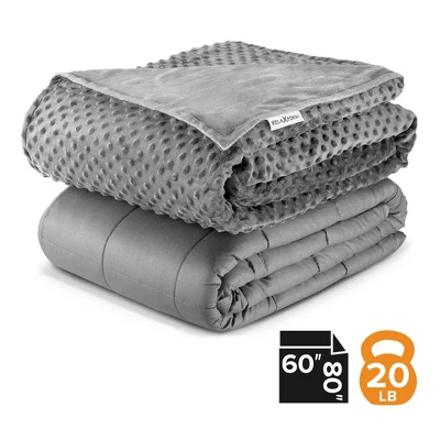 RELAX EDEN Adult Breathable Cotton Weighted Blanket With Removable Grey Duvet Cover, 60 X 80 Inch, 20 Pounds, Made W/Polyester And Glass Beads, Grey 3 RELAX EDEN Adult Breathable Cotton Weighted Blanket With Removable Grey Duvet Cover, 60 X 80 Inch, 20 Pounds, Made W/Polyester And Glass Beads, Grey