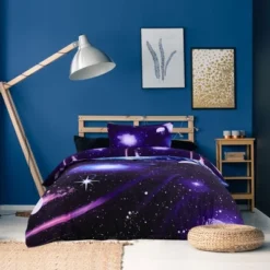 PiccoCasa 100% Polyester Galaxy Sky Cosmos Night Pattern 3D Printed Duvet Cover Sets 3 Pcs With 1 Pillowcase Twin Dark Purple -Bedding Shop GUEST 97a561e4 b8f2 4001 8756 9da499bac298