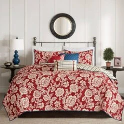 Rose Cotton Twill Reversible Coverlet Set