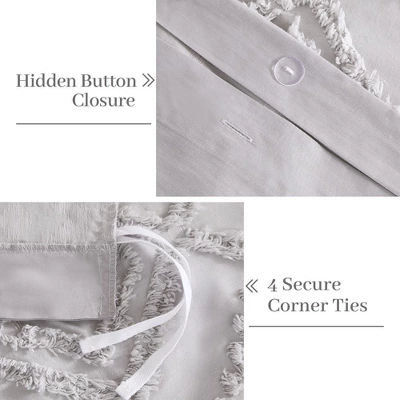 Cotton Chenille Duvet Cover Set, 3PCS Boho Geometric Chenille Clipped Jacquard Farmhouse Duvet Cover Set 4 Cotton Chenille Duvet Cover Set, 3PCS Boho Geometric Chenille Clipped Jacquard Farmhouse Duvet Cover Set - Image 2