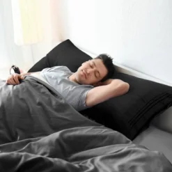 PiccoCasa Microfiber Body Pillowcases Embroidery Zipper Closure 2 Pcs