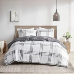 3pc Carter Plaid Reversible Duvet Cover & Sham Set - Clean Spaces -Bedding Shop GUEST 9bef1668 ae93 4adb 99bf 438ce4a0e46d