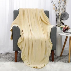 PiccoCasa Flannel Fleece Luxury Sofa With Ruffle Trim Lightweight Plush Microfiber Solid Blanket -Bedding Shop GUEST a0119cdf c951 46b8 aa45 85aed6949dd9