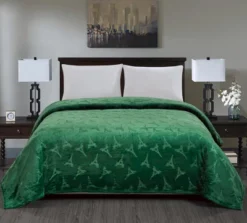 Eiffel Tower Microh Super Premium Flannel Fleece All Season Blanket Green By Plazatex