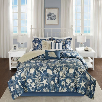 Blue Bedford Cotton Sateen Comforter Set 3 Blue Bedford Cotton Sateen Comforter Set