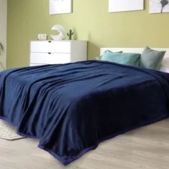 1 Pc Queen Microfiber Flannel Fleece Bed Blankets Navy Blue - PiccoCasa -Bedding Shop GUEST a20659b8 805e 4e6a b9b5 de5a6477ea85
