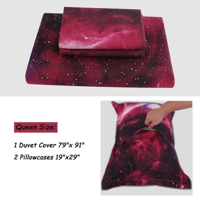 PiccoCasa Galaxies Duvet Cover Sets 3 Pcs Includes 1 Duvet Cover 2 Pillow Shams Queen Red 5 PiccoCasa Galaxies Duvet Cover Sets 3 Pcs Includes 1 Duvet Cover 2 Pillow Shams Queen Red - Image 3