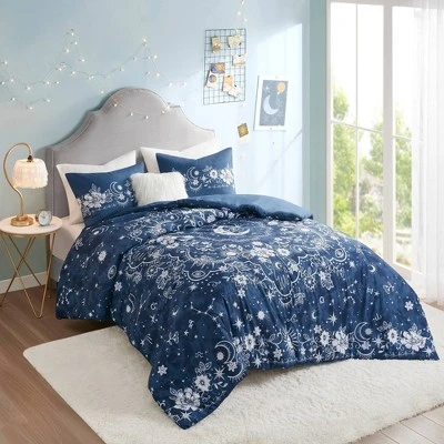 Zuri Celestial Duvet Cover Set Navy - Intelligent Design 3 Zuri Celestial Duvet Cover Set Navy - Intelligent Design