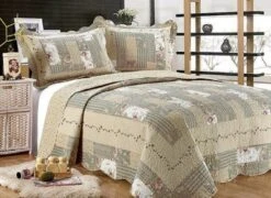 J&V TEXTILES Beige Patchwork Traditional Printed Reversible Premium Quilt Sets (2-or3-Piece) -Bedding Shop GUEST a35c34bc f53a 47e3 9911 5b672685a5a8