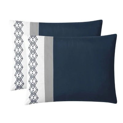 Ellison Embroidered Colorblock Comforter Bedding Set Dark Teal 4 Ellison Embroidered Colorblock Comforter Bedding Set Dark Teal - Image 2