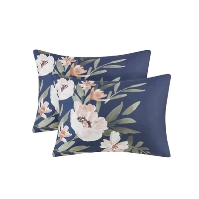 Leilani Floral Print Comforter Bedding Set Navy/Blush 4 Leilani Floral Print Comforter Bedding Set Navy/Blush - Image 2