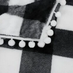 PiccoCasa Plaid Throw Blanket With Pom Poms Tartan Checkered Fleece Blanket 10 PiccoCasa Plaid Throw Blanket With Pom Poms Tartan Checkered Fleece Blanket -Bedding Shop GUEST aac0e020 8a23 44ba b695 3988966a44b7