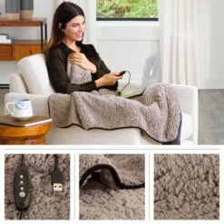 Heated Blanket 2-Pack - USB-Powered Fleece Throw Blankets For Travel, Home, Office, Or Camping - Winter Car Accessories By Stalwart (Gray) -Bedding Shop GUEST aef39e10 8332 4c78 ade1 afa49e26a081