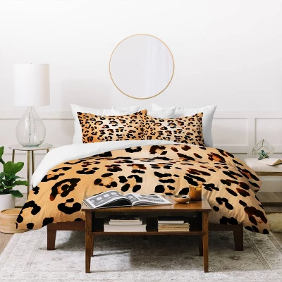 King Amy Sia Animal Leopard Duvet Set Brown - Deny Designs 3 King Amy Sia Animal Leopard Duvet Set Brown - Deny Designs