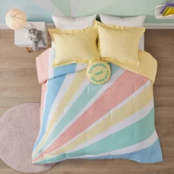 Erin Rainbow Sunburst Reversible Cotton Comforter Set Yellow -Bedding Shop GUEST b185768b 9433 4938 b286 3e0e08c1efae