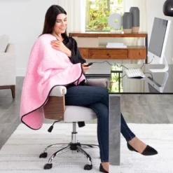 Heated Blanket 2-Pack - USB-Powered Fleece Throw Blankets For Travel, Home, Office, Or Camping - Winter Car Accessories By Stalwart (Pink) -Bedding Shop GUEST b199456b e669 4f96 9643 266c87d70811