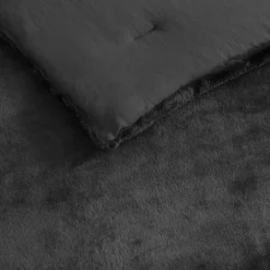3pc Solid Faux Fur 100% Polyester Duvet Set Black - City Scene -Bedding Shop GUEST b4d06a7e d52d 4653 b46c 931bf4a61bb0