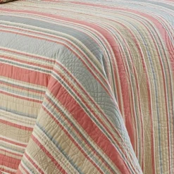 3pc King Floral Stripe Garden Glitz Reversible Bedspread Set Sage Green/Red/Cream - Waverly -Bedding Shop GUEST b823332e 19b5 49fb 8779 bc61ac38a810