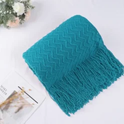 PiccoCasa 100% Acrylic Knit Wave Pattern Soft Tassels Fringe Lightweight Blanket -Bedding Shop GUEST beb47b1f c642 4bb9 8146 b5485b43950f