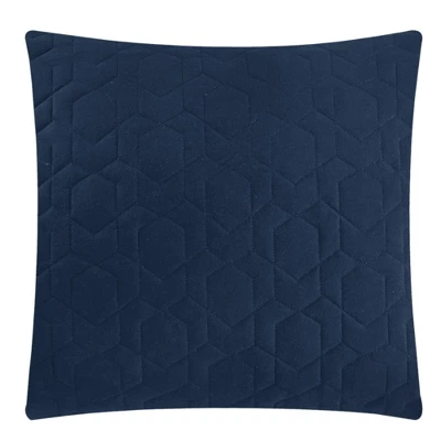 Chic Home Davina Comforter Set Geometric Hexagonal Pattern Design Bed In A Bag Bedding - 9 Piece - Navy Blue 6 Chic Home Davina Comforter Set Geometric Hexagonal Pattern Design Bed In A Bag Bedding - 9 Piece - Navy Blue - Image 4
