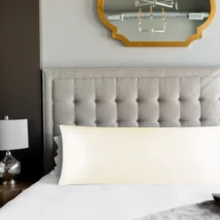 PiccoCasa Satin Silky For Hair And Skin Pillowcase Cream 20"x54" Body 2 Pcs