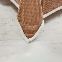 Jacquard Microplush Soft Premium Microplush Braided Blanket Taupe By Plazatex