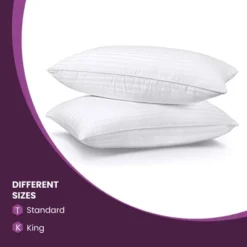 Traditional 1cm Stripe Microfiber Down Alternative 2-Piece Pillow Set - Blue Nile Mills -Bedding Shop GUEST c8016f10 f43f 46a5 a2c2 4a67f06a1db1