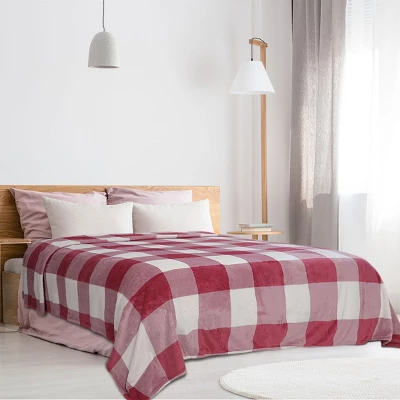 1 Pc 100% Microfiber Polyester Plaid Buffalo Checker Soft Fleece Sleeping Bed Blankets - PiccoCasa 5 1 Pc 100% Microfiber Polyester Plaid Buffalo Checker Soft Fleece Sleeping Bed Blankets - PiccoCasa - Image 3