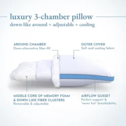 Luxury Bed Pillow, Adjustable 3-Chamber, Medium-Firm, Cooling, Down-Alt Around With Memory Foam - By California Design Den 18 Luxury Bed Pillow, Adjustable 3-Chamber, Medium-Firm, Cooling, Down-Alt Around With Memory Foam - By California Design Den -Bedding Shop GUEST ca32ceec 7cad 4223 aee6 aa72490d8032