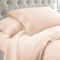 3 Or 4 Piece Chochet Lace Microfiber Sheet Set.